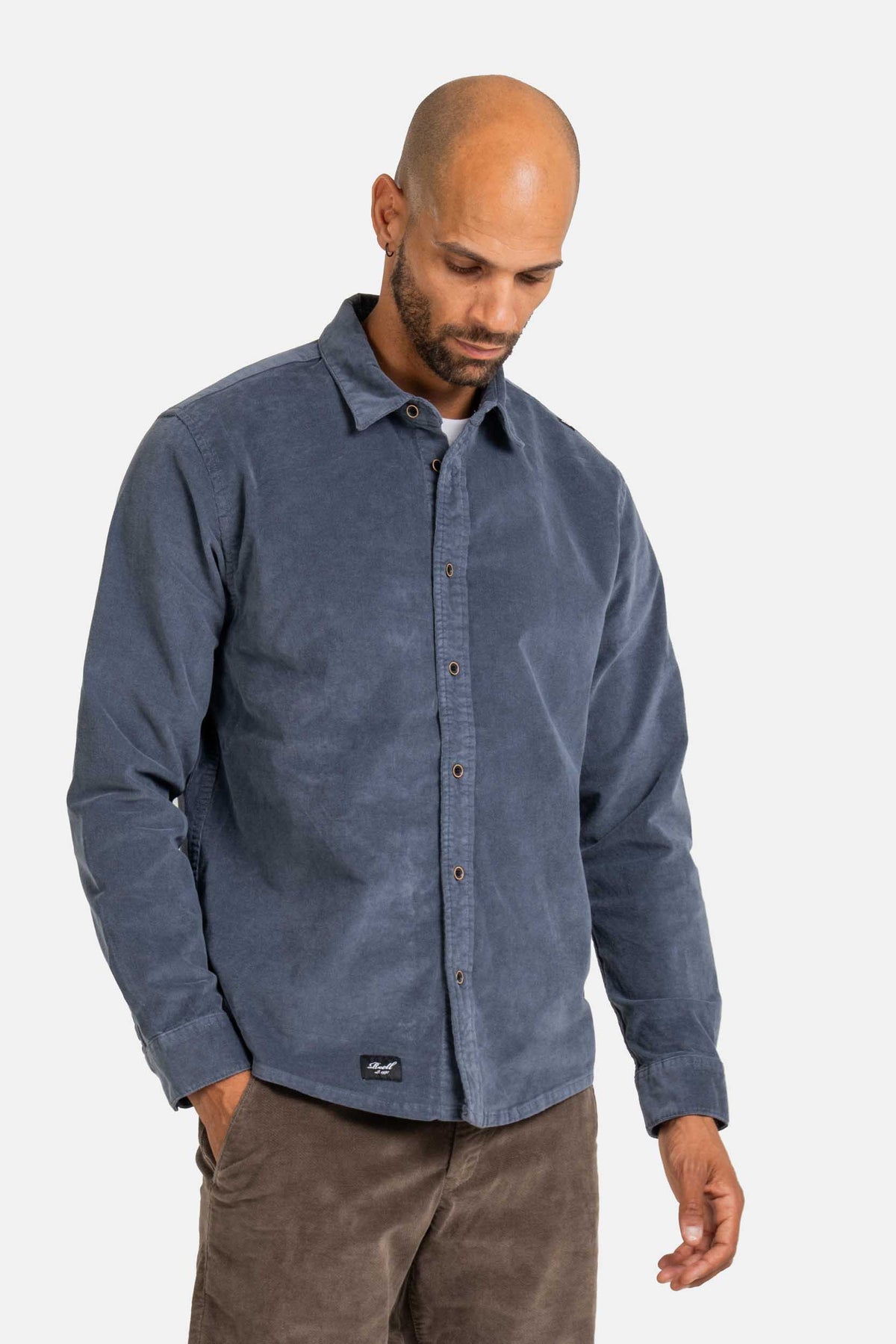 Strike Shirt Baby Cord Blue Grey