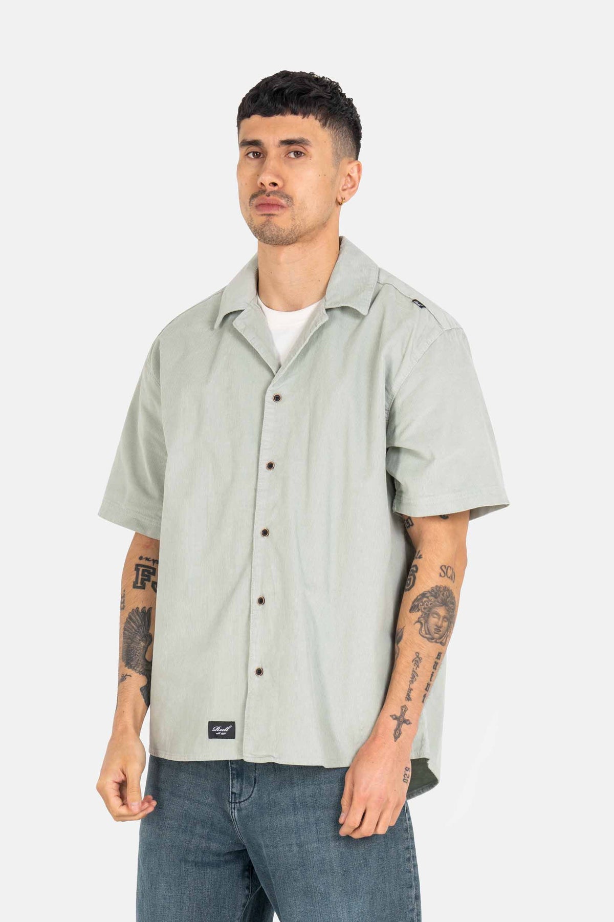 Resort Cord Shirt Aqua Grey