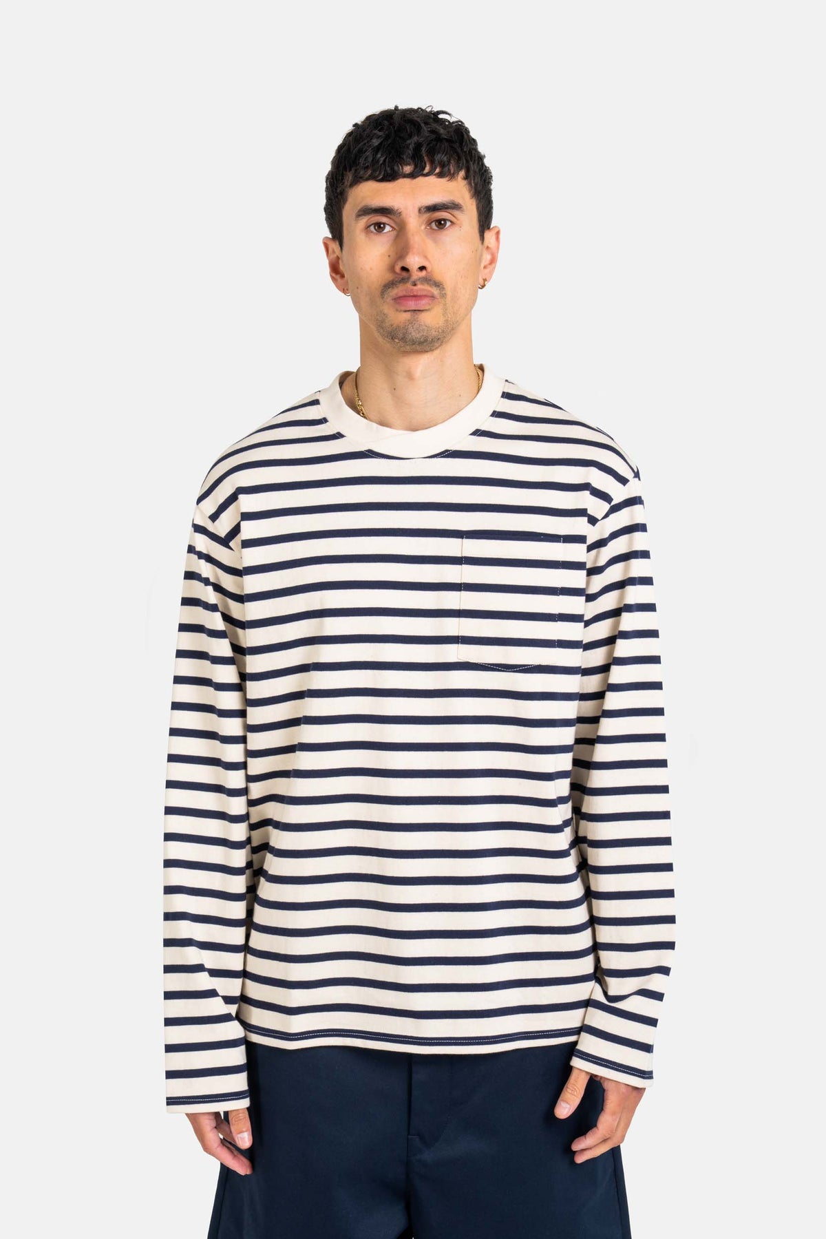 Cross Longsleeve Offwhite / Navy