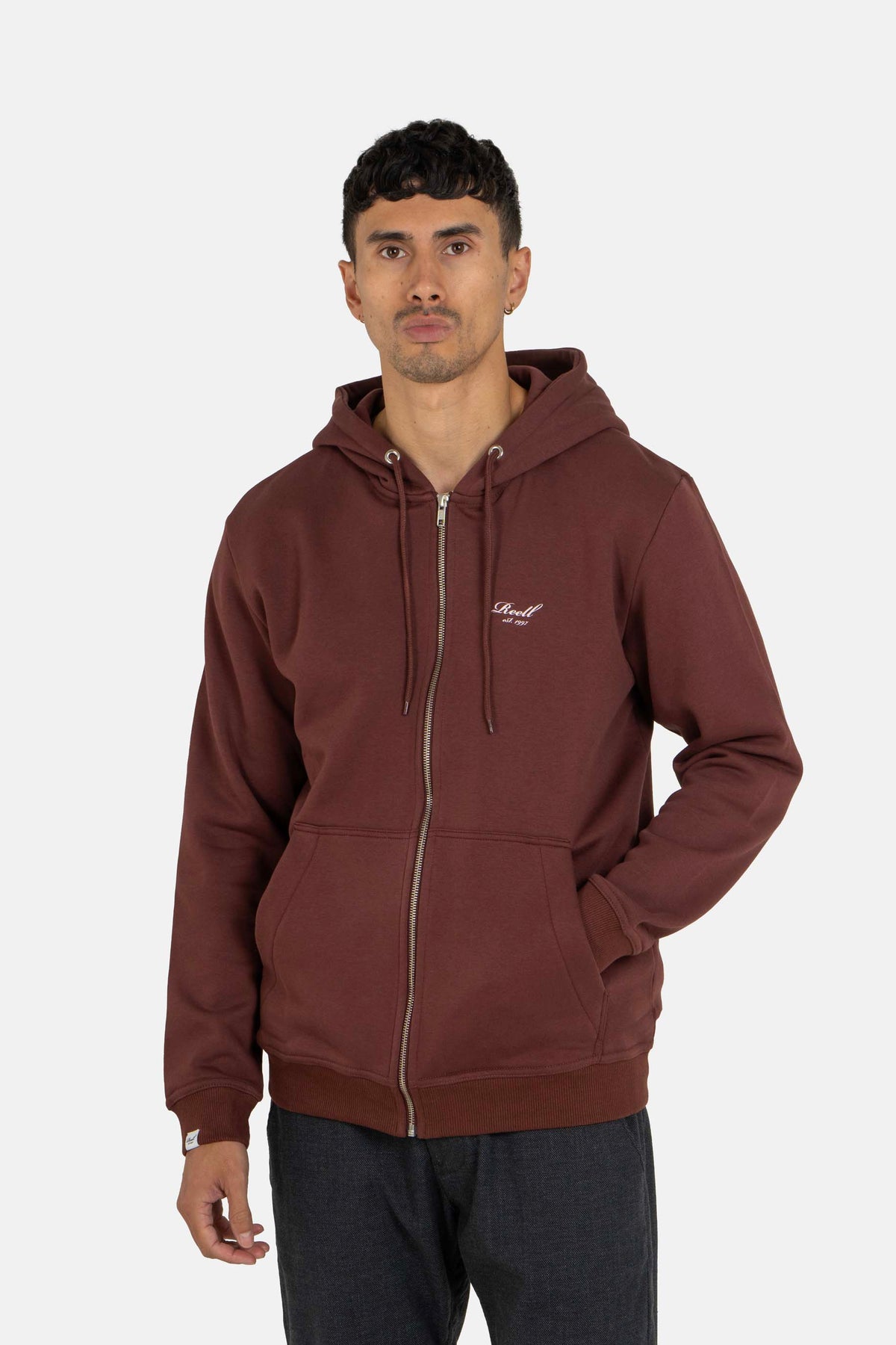 Staple Logo Zip Hoodie Dark Cherry