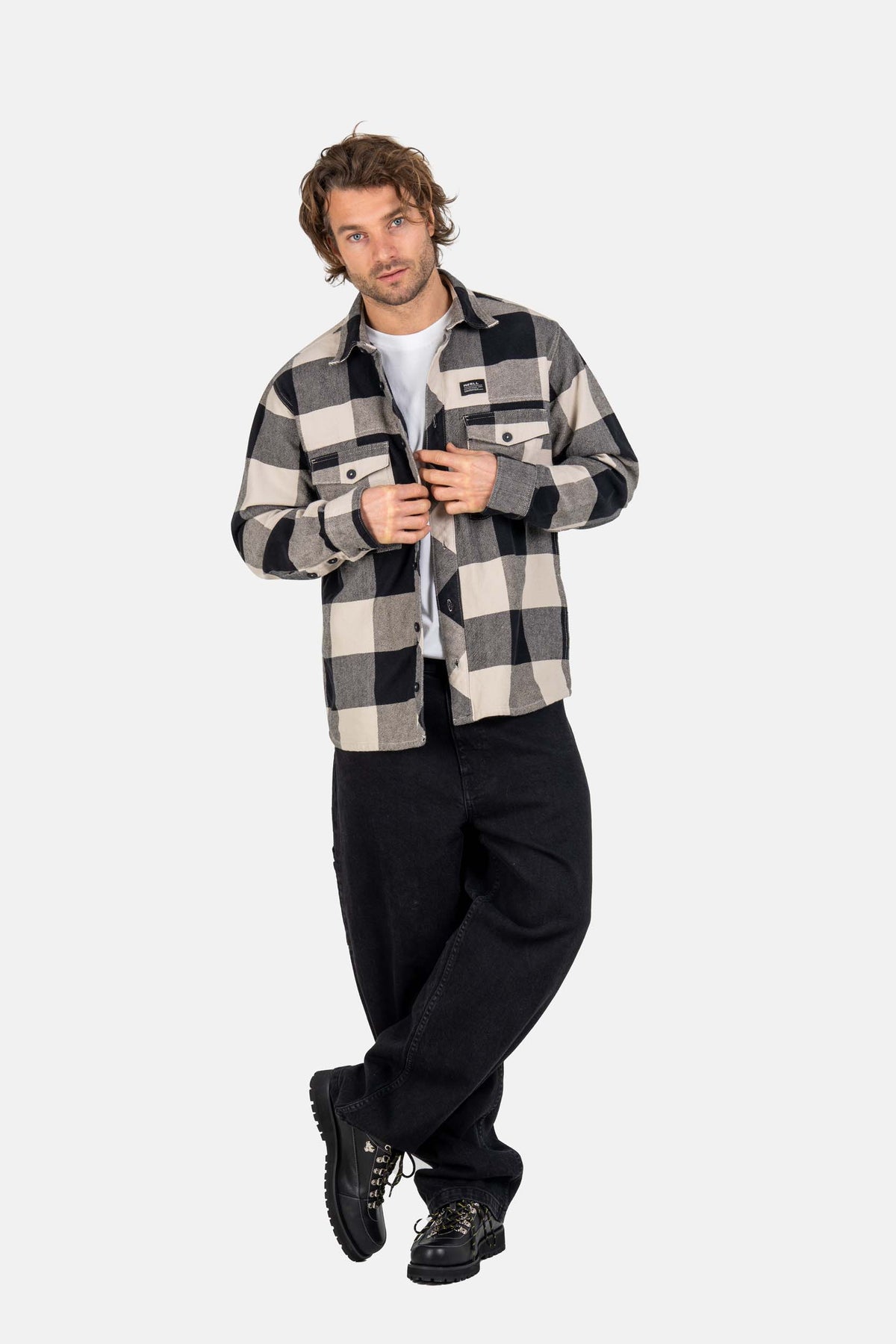 Freeman Shirt Check Deep Black/Oatmeal