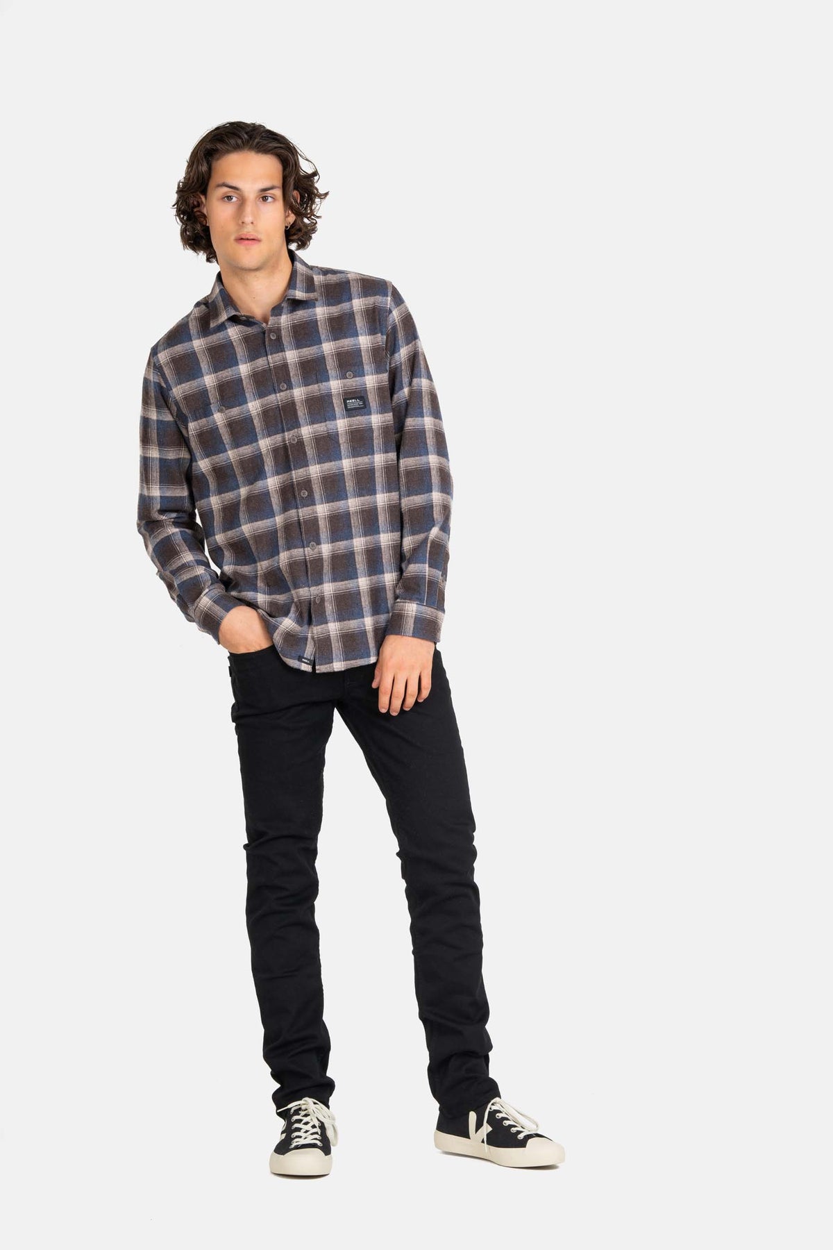 Alvar Check Shirt Blue/White/Brown