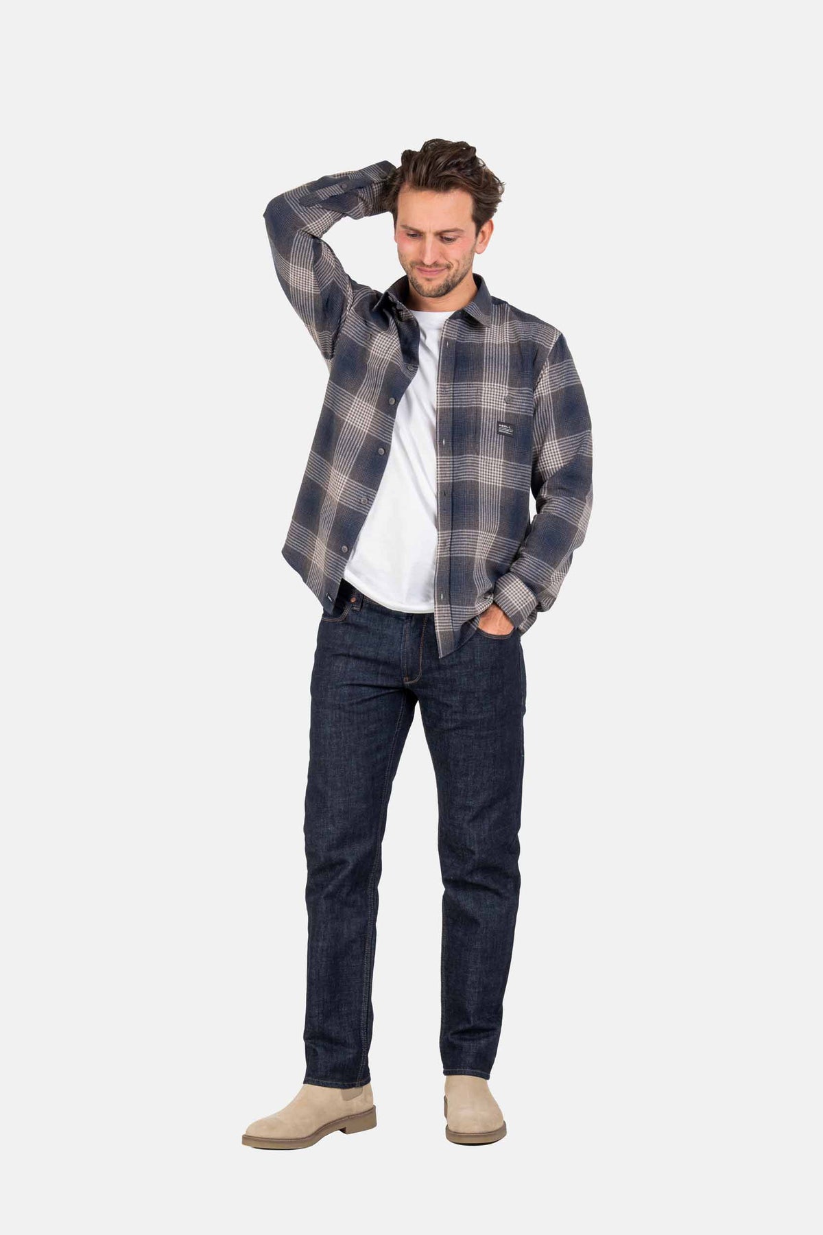 Alvar Check Shirt Brown/Navy/Grey