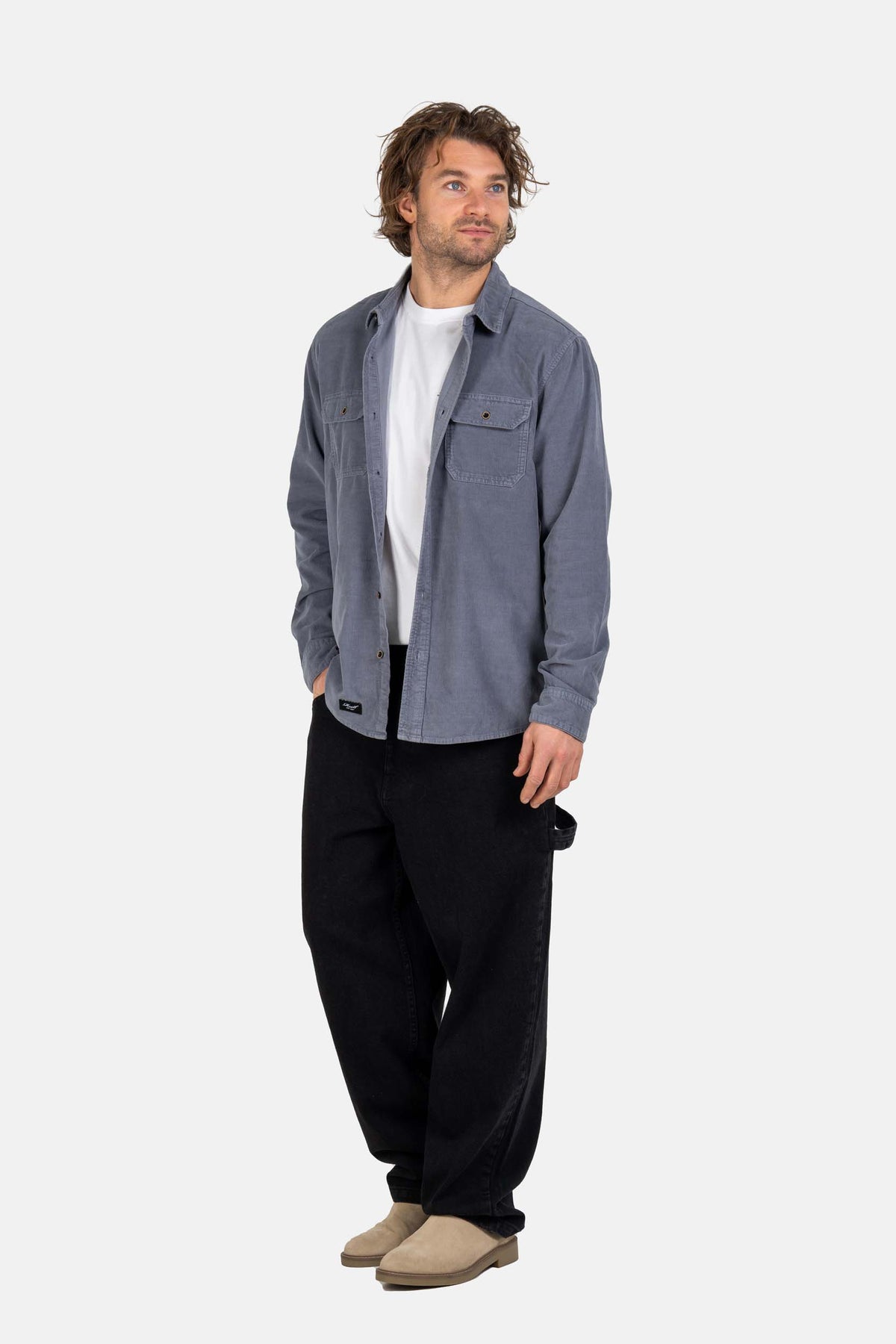Dual Cord Shirt Grey Blue