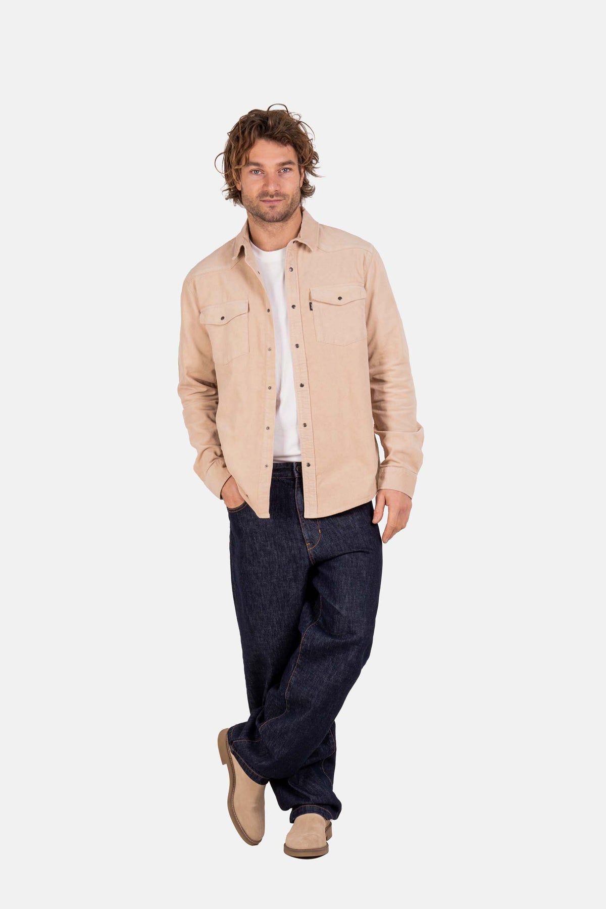 Western Cord Shirt Cashew Sand