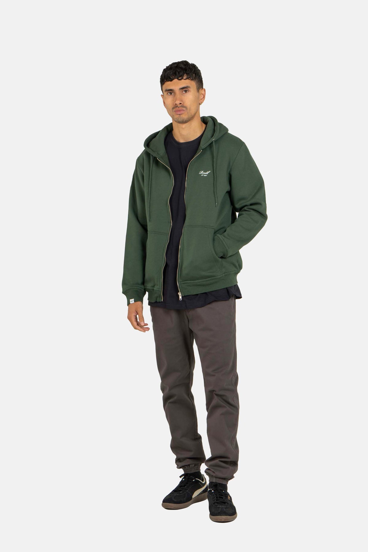 Staple Logo Zip Hoodie Forest Green