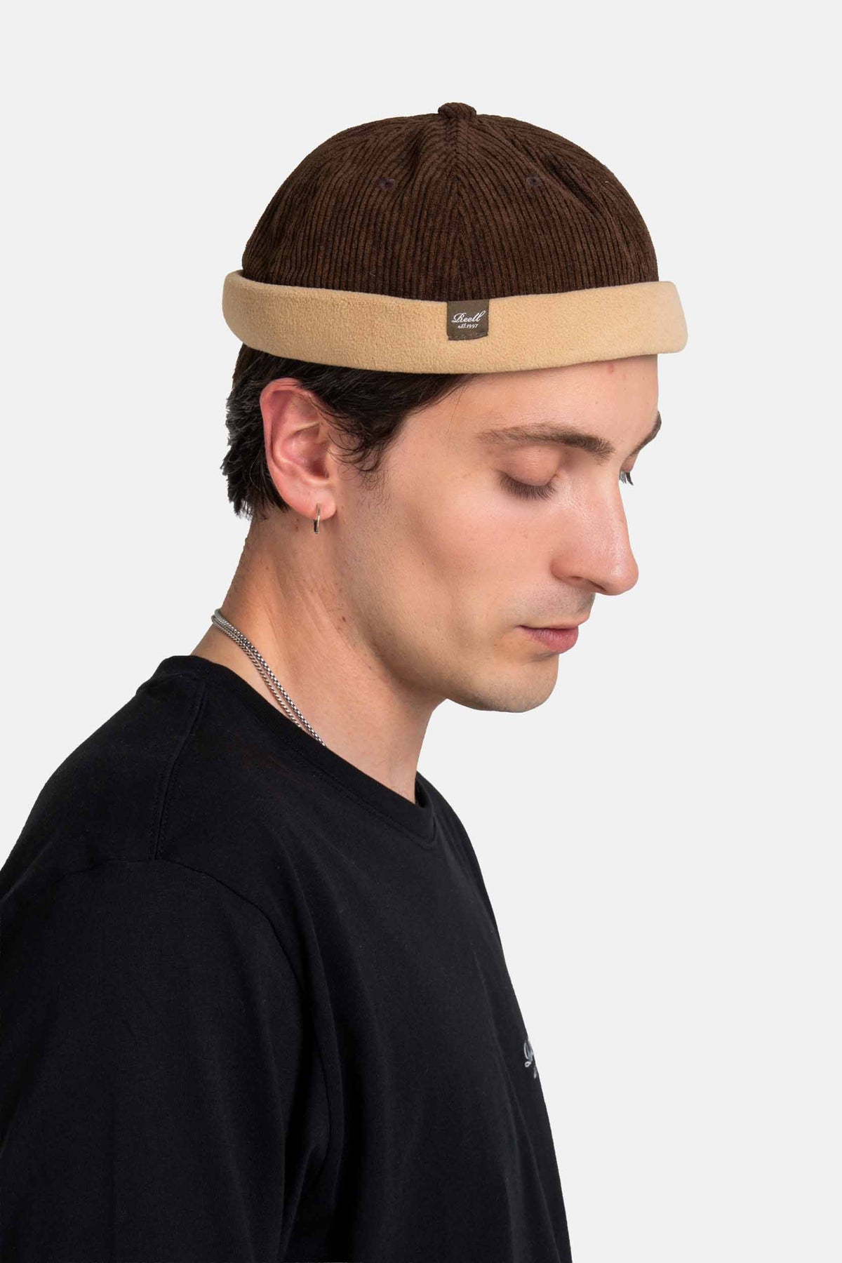 Docker Cap Dark Brown Cord / Beige Fleece