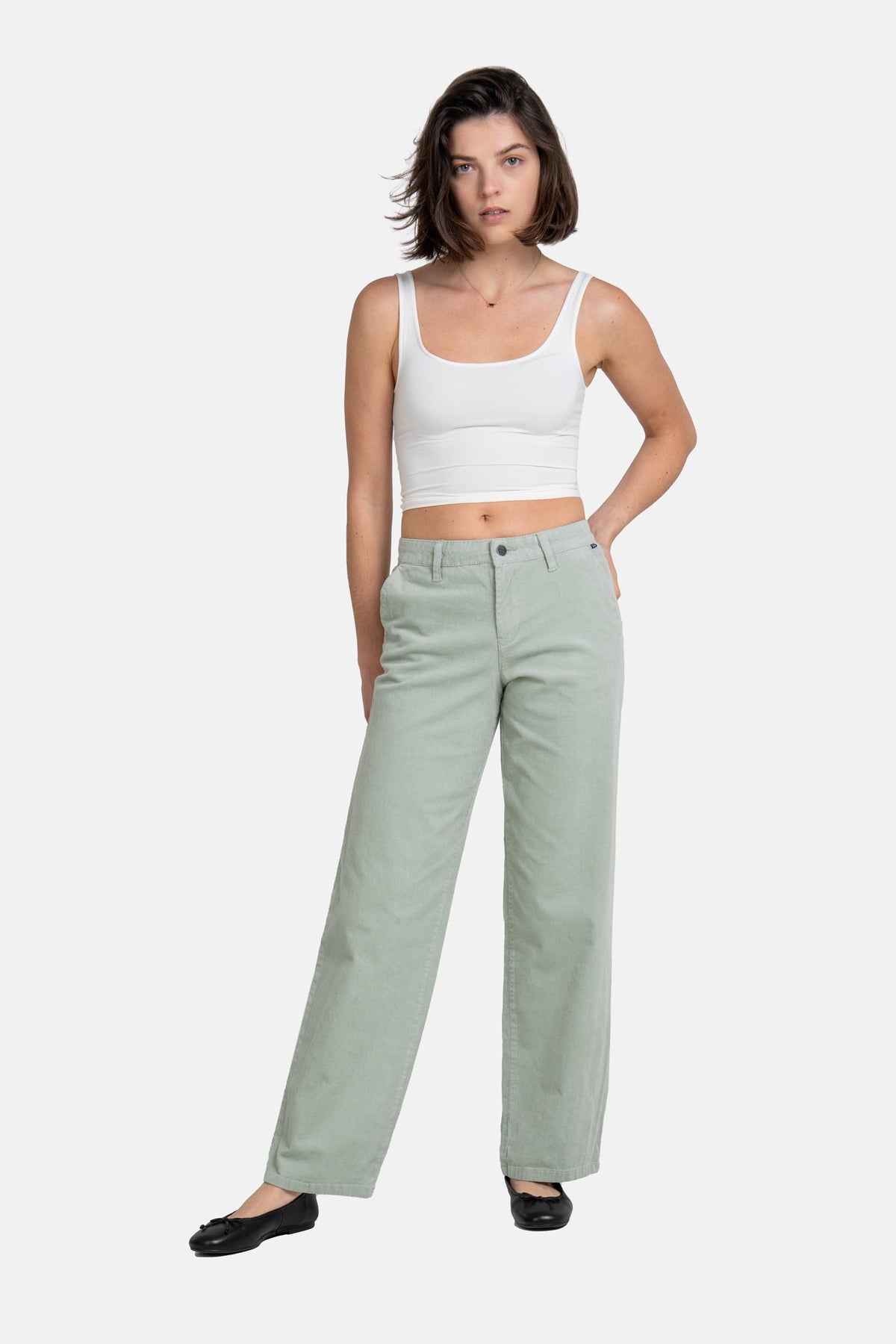 Women Kim Pant BC Baby Cord Aqua Grey (Grey Mint)