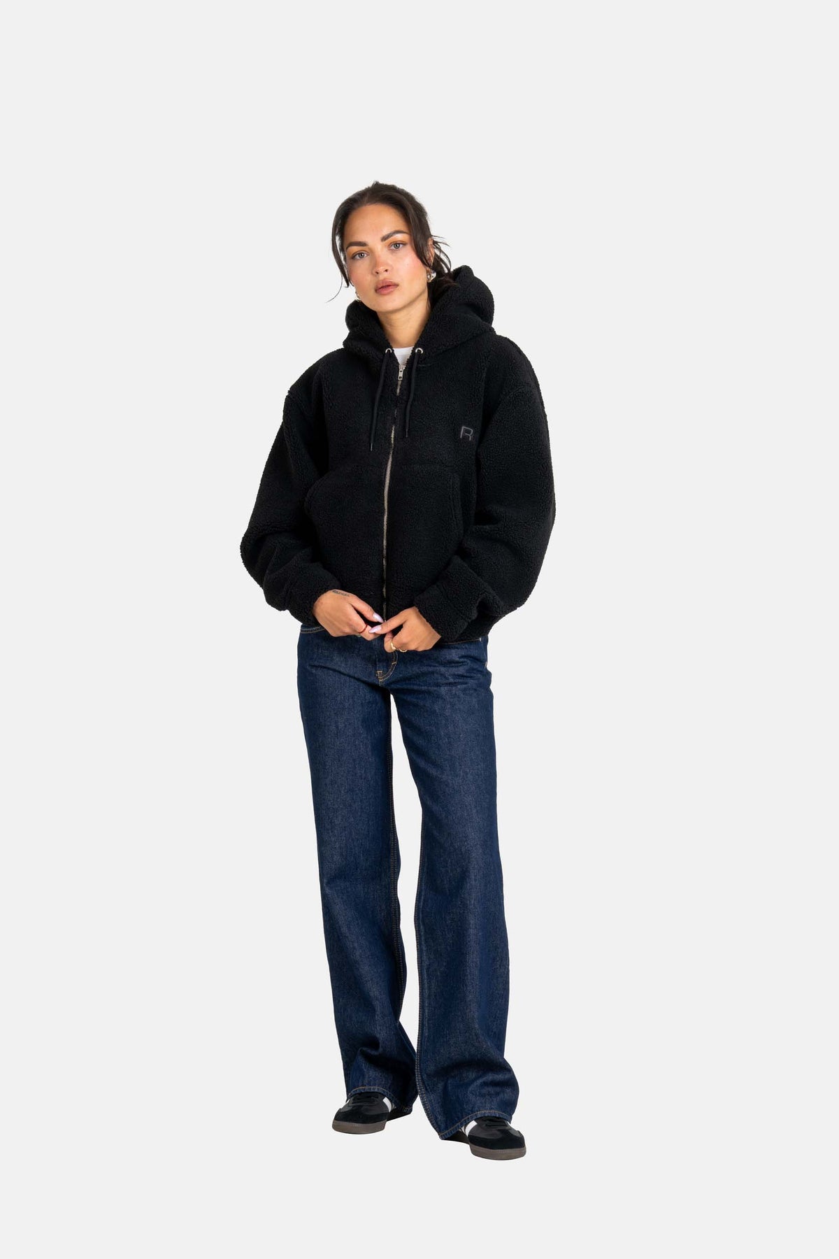 Women Soft Zip Hoodie Deep Black