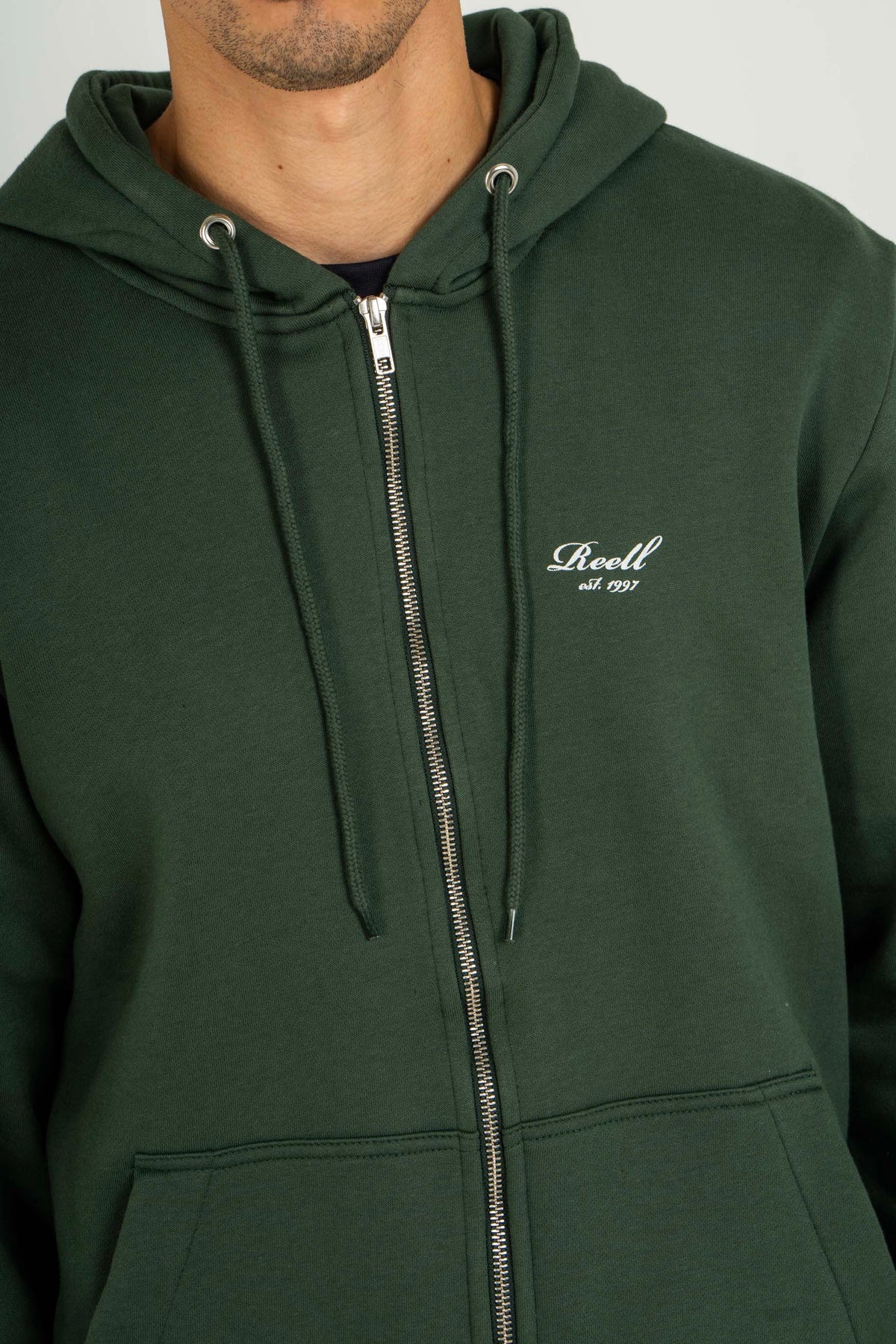 Staple Logo Zip Hoodie Forest Green