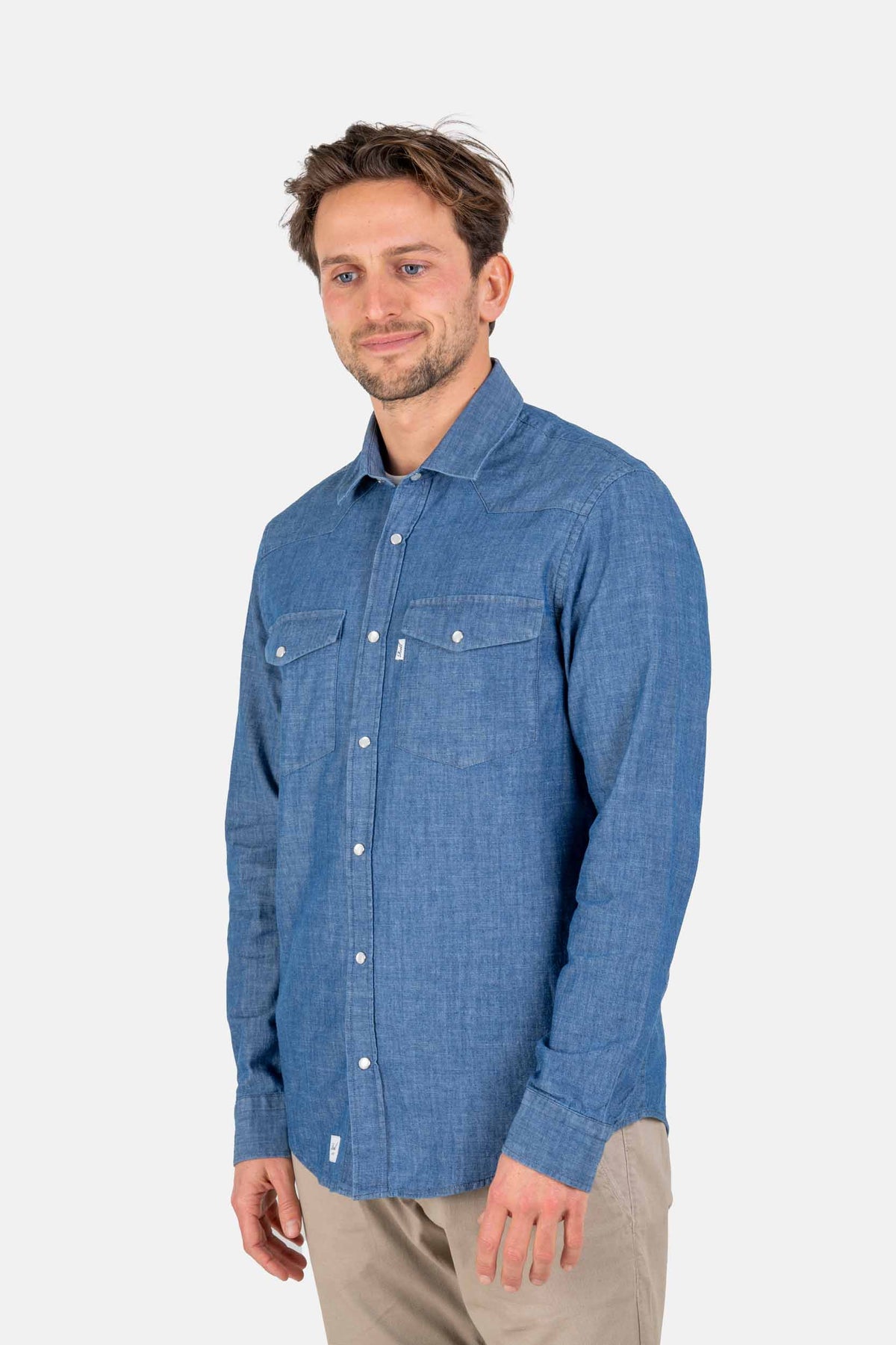 Western Shirt Mid Blue Wash