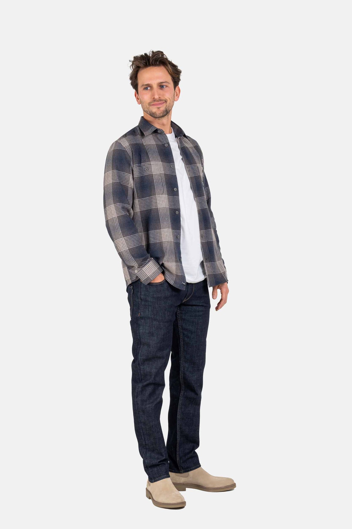 Alvar Check Shirt Brown/Navy/Grey