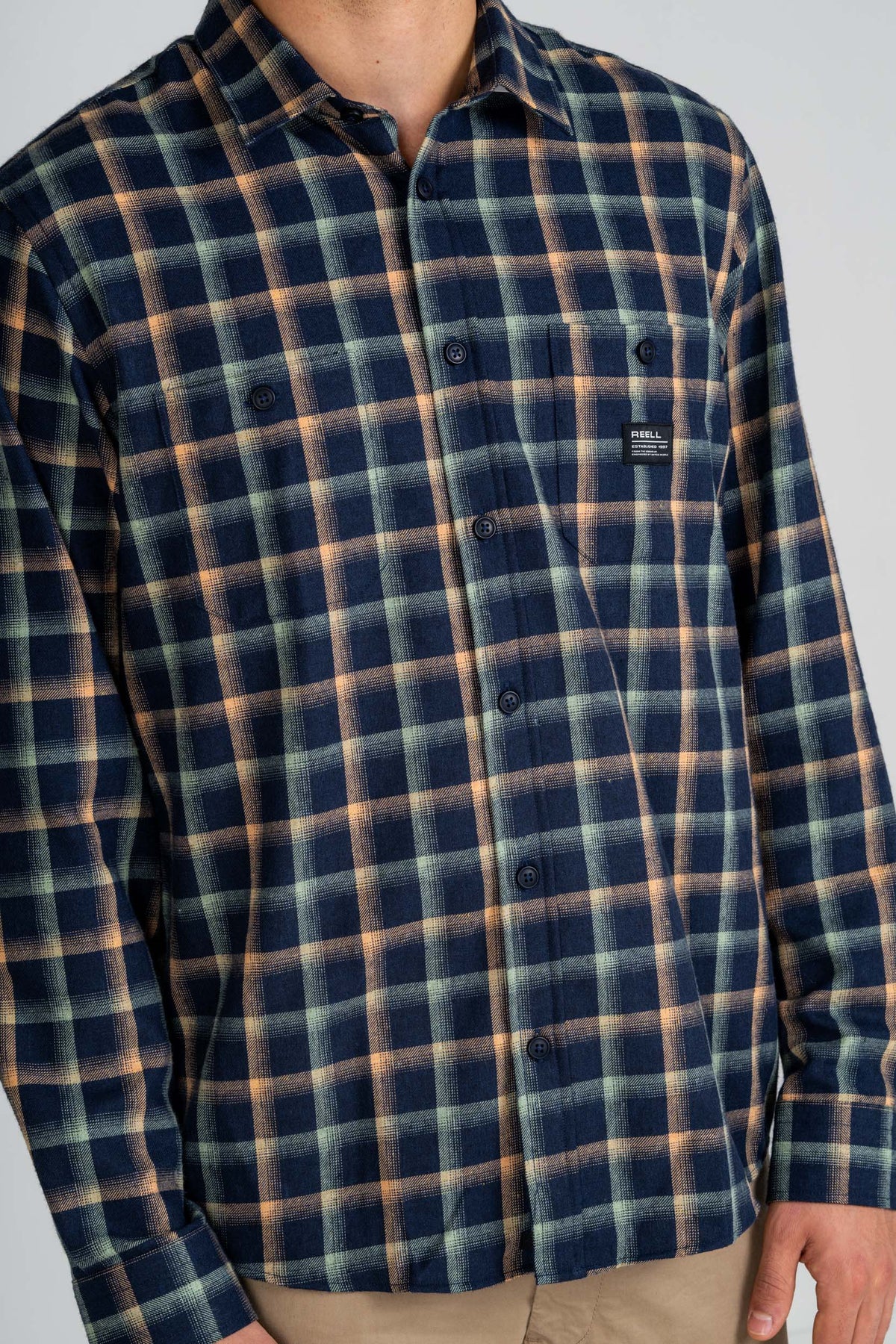 Alvar Check Shirt Navy/Green/Orange