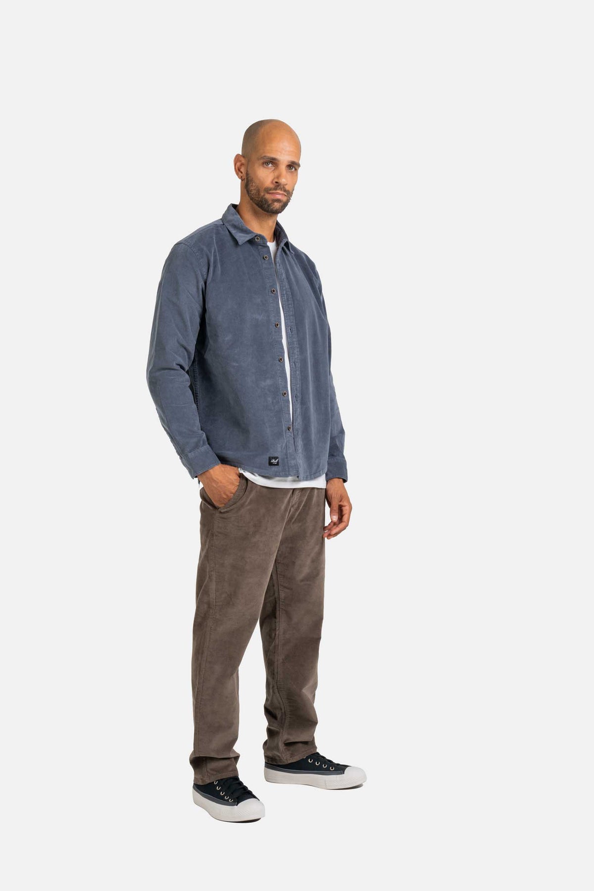 Strike Shirt Baby Cord Blue Grey
