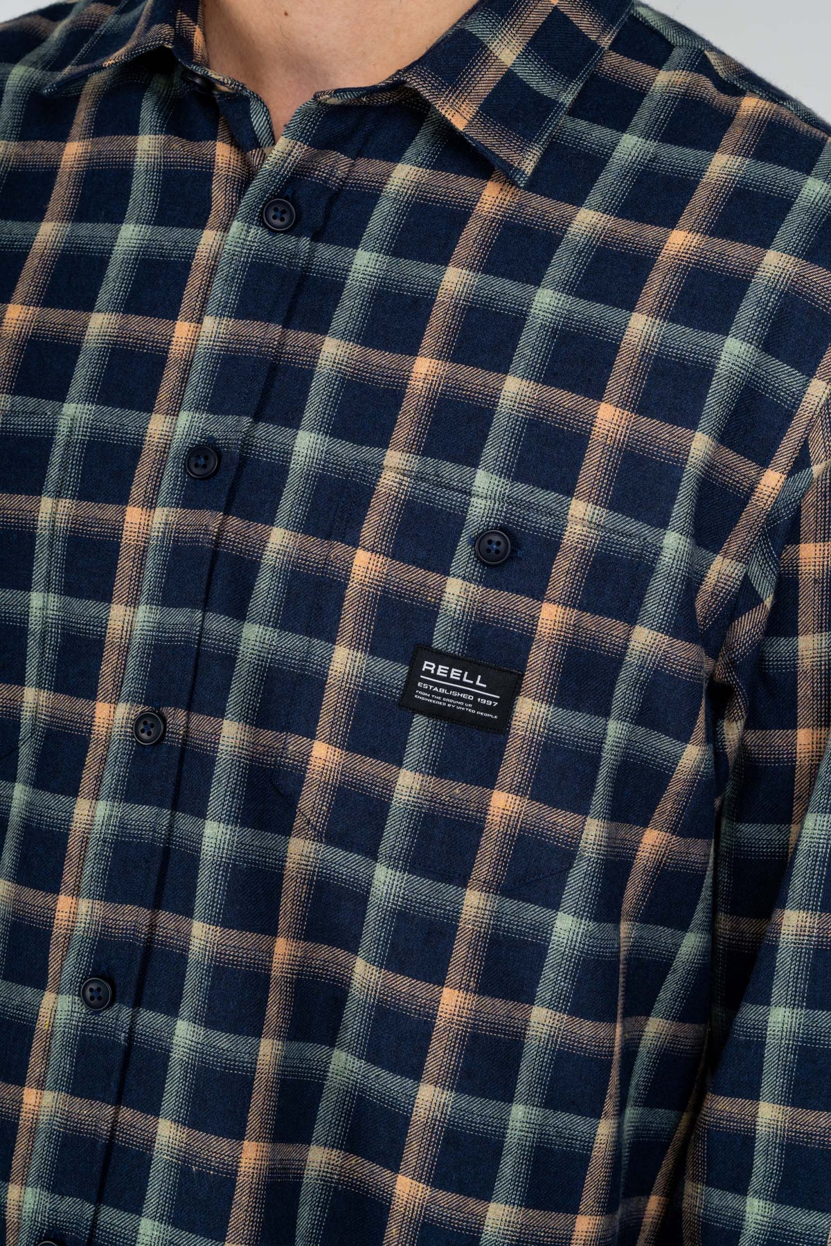 Alvar Check Shirt Navy/Green/Orange