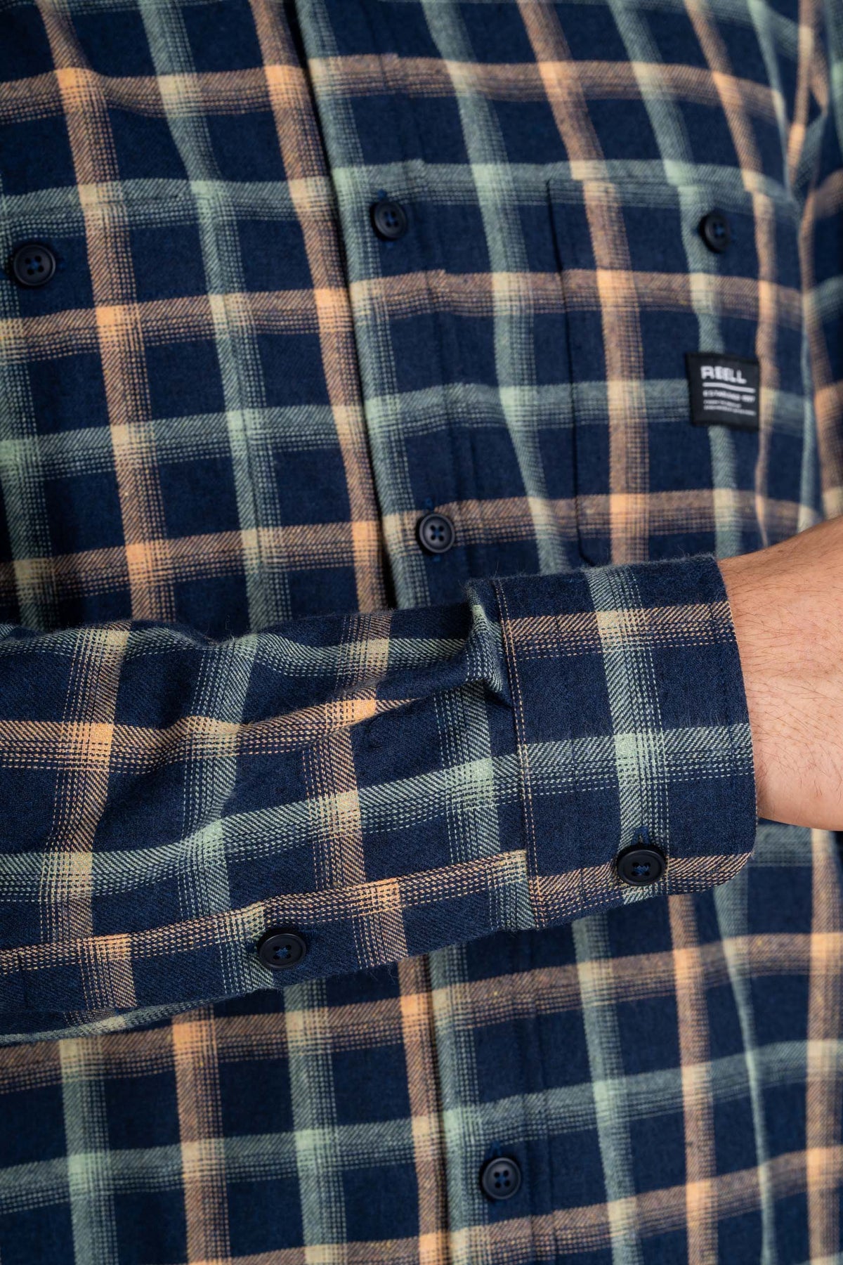 Alvar Check Shirt Navy/Green/Orange